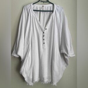 Free People White Button-Front Blouse